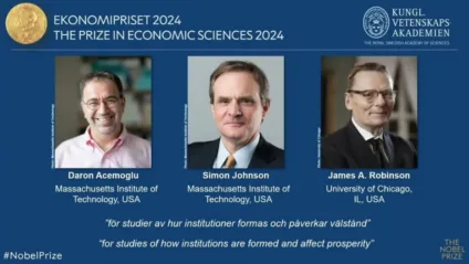 Nobel de Economia premia Daron Acemoglu, Simon Johnson e James Robinson por estudos sobre desigualdade entre nações