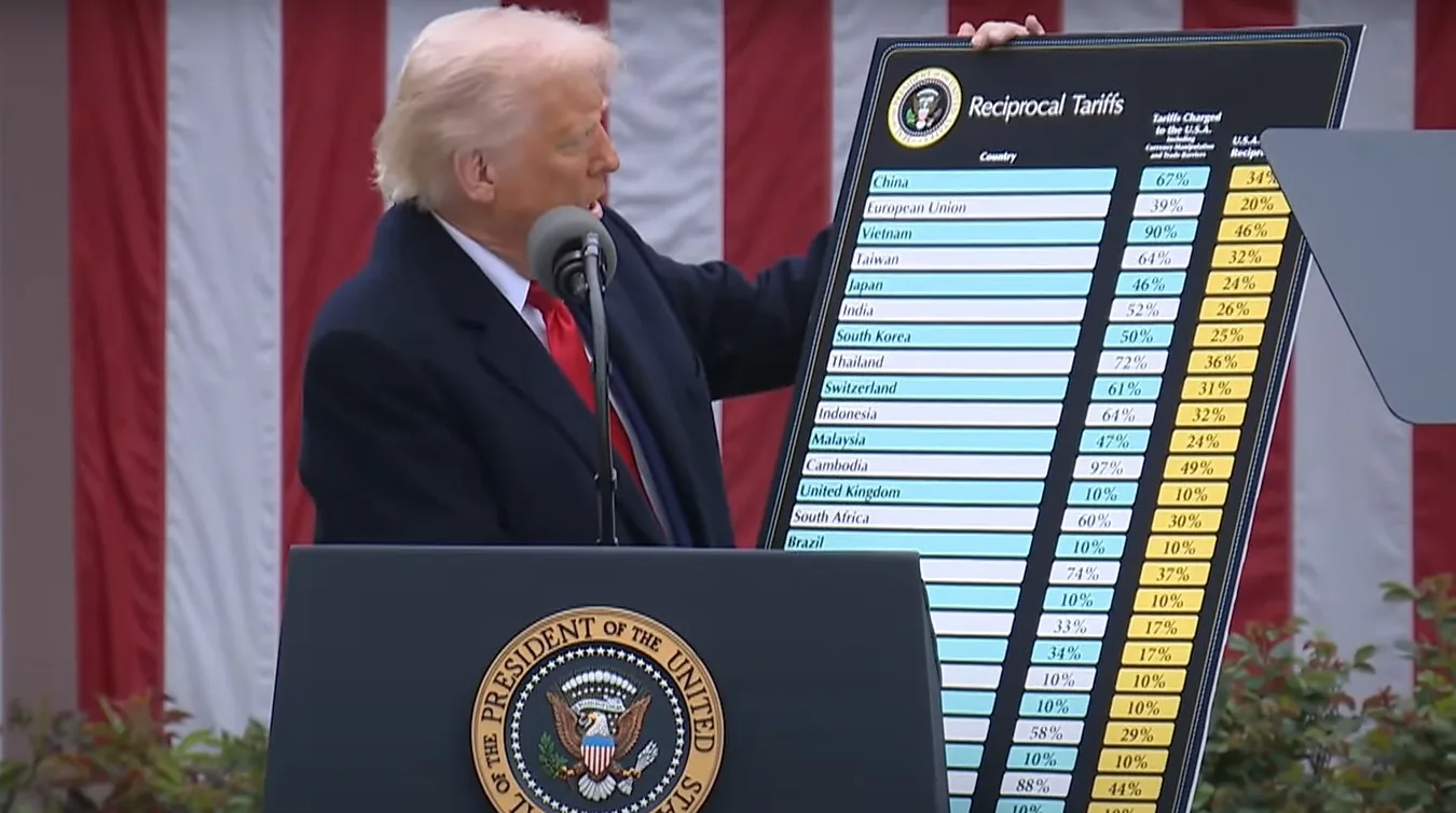 Trump no ´Liberation Day´, quando anunciou tarifas sobre importações de diversos países